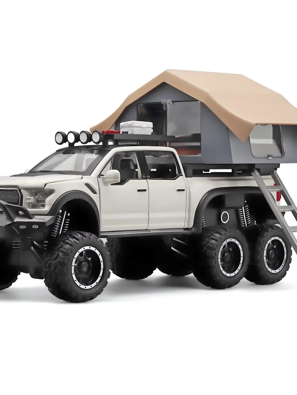 Oanmyjjo Diecast F150 Pickup Truck White with Sightseeing Cabin, Lights & Sounds